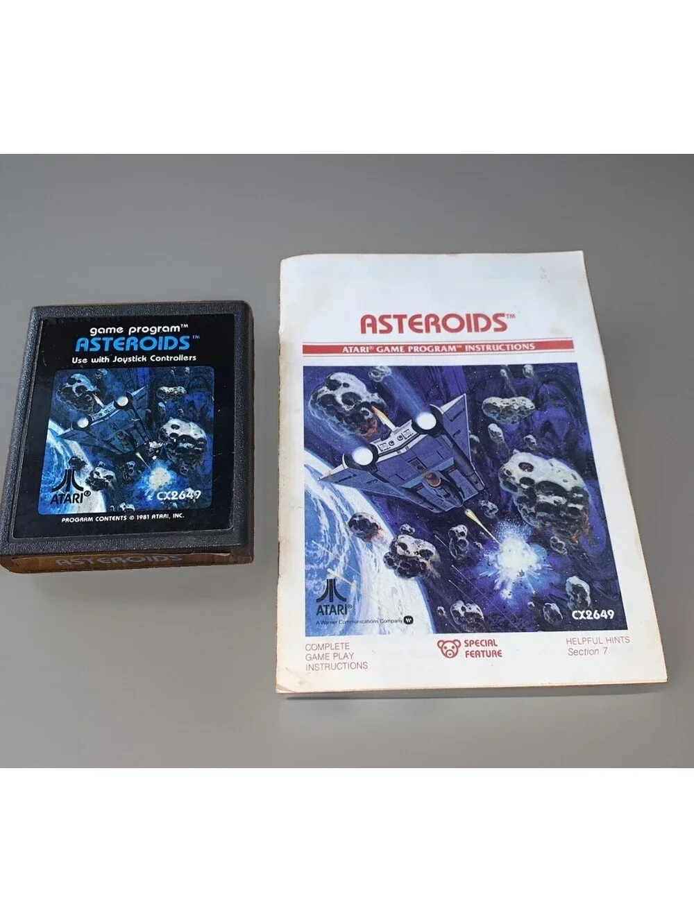 Game Cartridge Atari Asteroids Used With Manual CX-2649  Tested